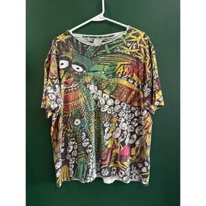 Vintage 90's AOP Jam Together Reggae Art T-shirt Large Single Stich Rasta 23x26